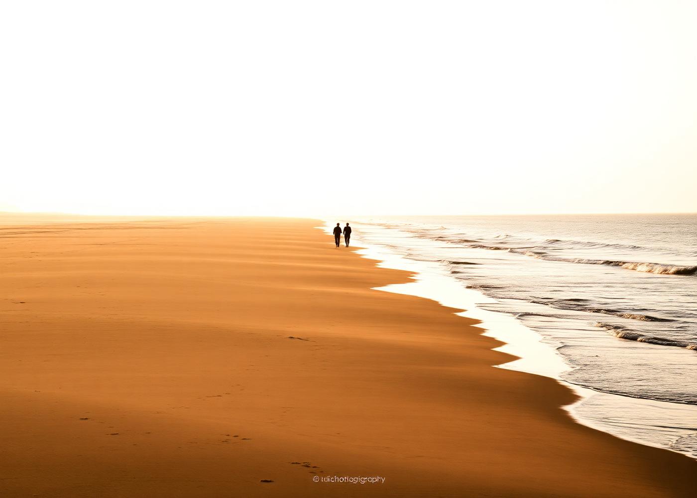 Leeg Noordzeestrand bij avondlicht