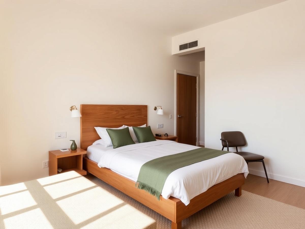 Duin Kamer met kingsize bed, eiken meubels en warme off-white muren