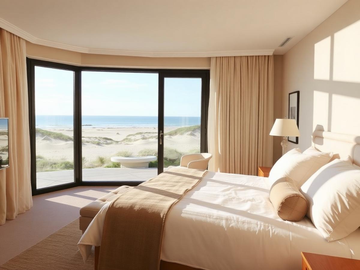Zee Kamer met groot raam en uitzicht richting de duinen en zee